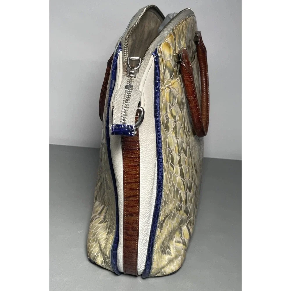 BRAHMIN‎ DUXBURY SATCHEL BAG SNAKESKIN EMBOSSED LEATHER